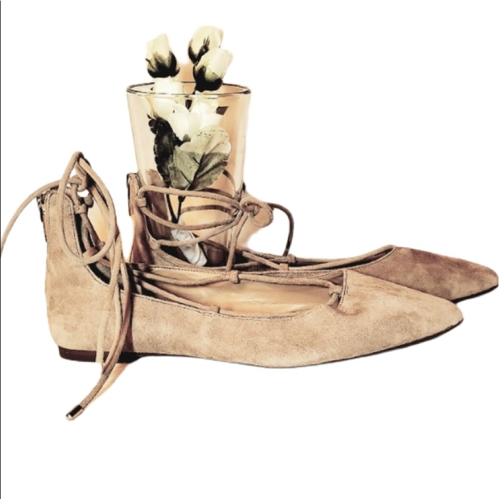 VINCE CAMUTO LEATHER FLATS ANKLE TIE New SIZE 7.5